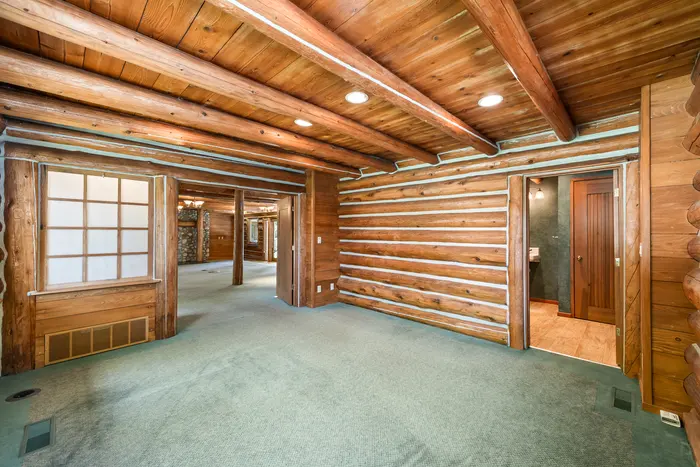 Connected rooms within the historic log home