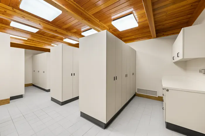 Utility room beneath timber skylights